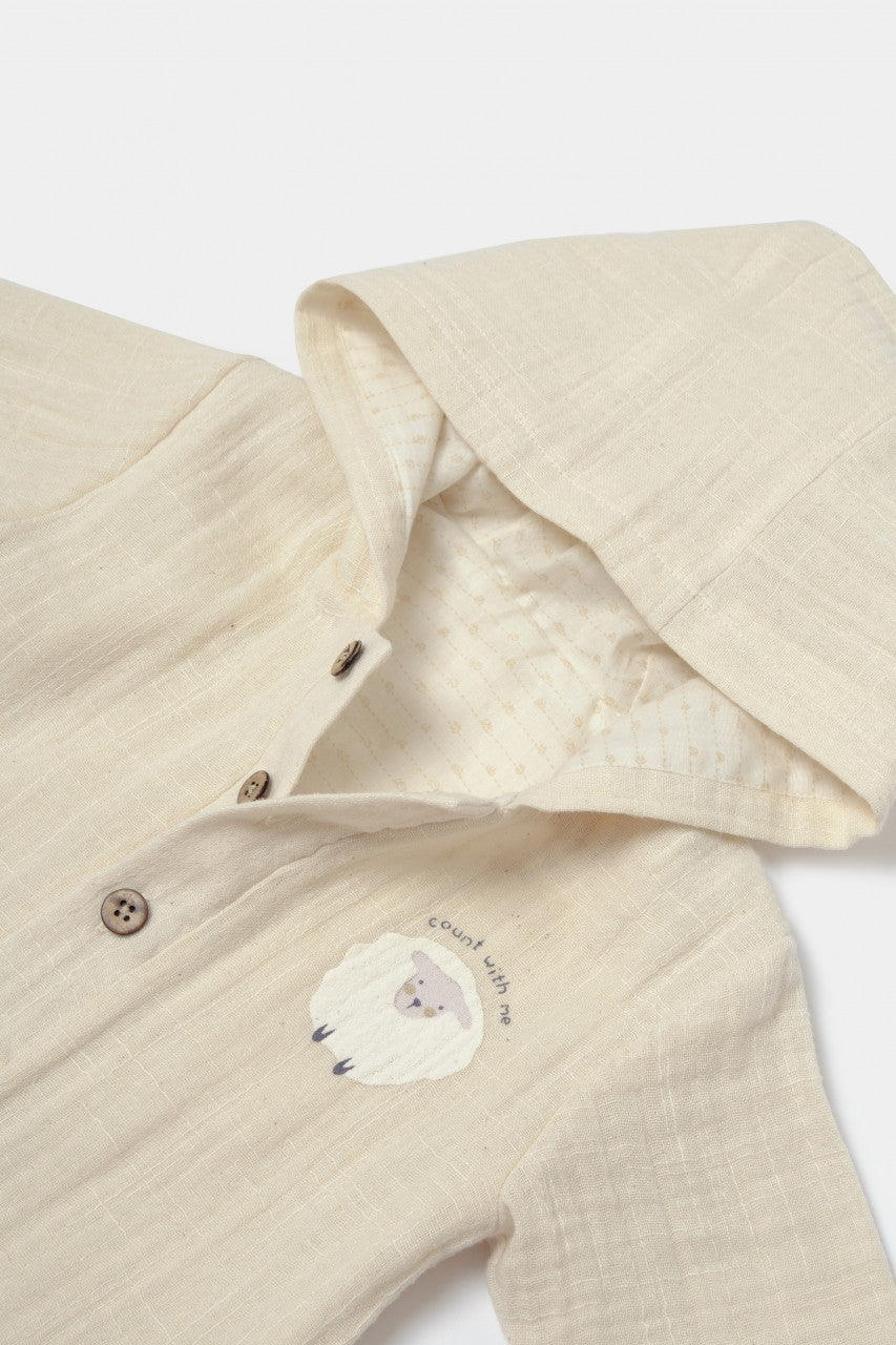 Set bluza cu gluga si pantaloni, Winter muselin, 100% bumbac - , BabyCosy